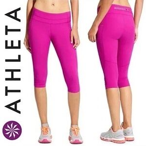 ATHLETA Dobby Be Free Knicker Capri Stash Pockets #138478 Bright Pink Women’s XS
